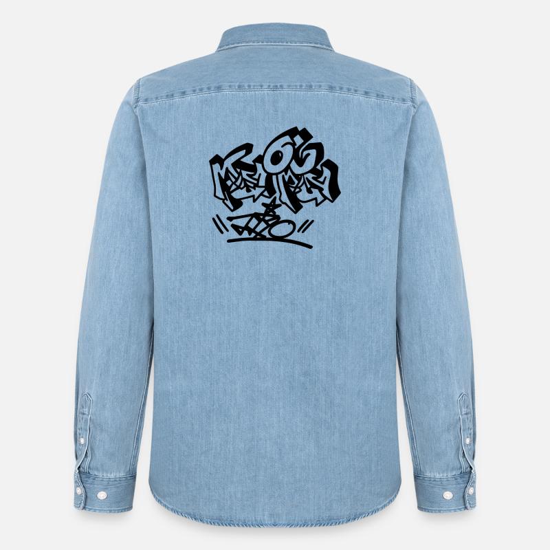 Explosive Graffiti Buchstaben - Männer Jeanshemd Organic von Stanley/Stella - verwaschenes Hellblau
