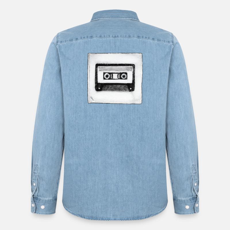 Kassette - handgeschnitzte Druckvorlage - Männer Jeanshemd Organic von Stanley/Stella - verwaschenes Hellblau