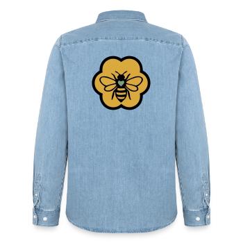 Apiculteur en rayon d’abeille cœur d’abeille, conservation de la nature, apiculteur - Chemise en denim homme bio Stanley/Stella - bleu clair délavé - Dos - AI Model Male 185 light (185cm)