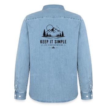 keep it simple - Men’s Organic Denim Shirt by Stanley/Stella - light wash - Back - AI Model Male 185 light (185cm)