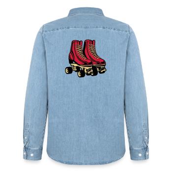 2541614 135123868 Roller Skate - Männer Jeanshemd Organic von Stanley/Stella - verwaschenes Hellblau - Hinten - AI Model Male 185 light (185cm)