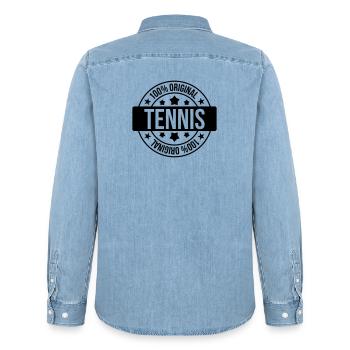 Tennis - Sport - Ball - Player - Game - Sportsman - Men’s Organic Denim Shirt by Stanley/Stella - light wash - Back - AI Model Male 185 light (185cm)