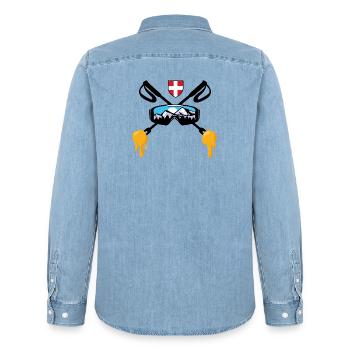 Savoie Ski et fondue savoyarde Cadeau Haute Savoie - Chemise en denim homme bio Stanley/Stella - bleu clair délavé - Dos - AI Model Male 185 light (185cm)