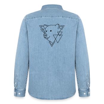 Bear in Geometric Shape - Line Art Design - Men’s Organic Denim Shirt by Stanley/Stella - light wash - Back - AI Model Male 185 light (185cm)