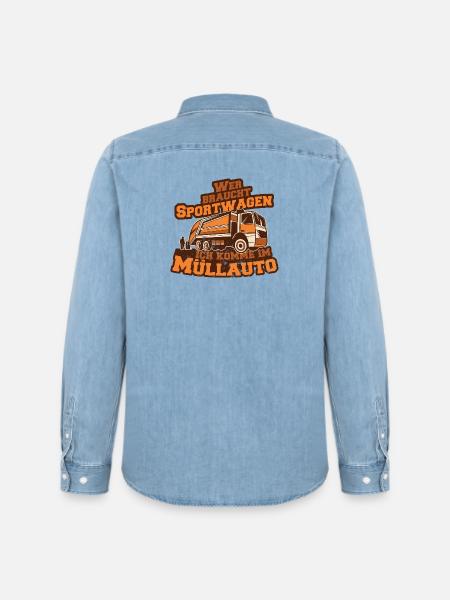 Müllauto Spruch - Männer Jeanshemd Organic von Stanley/Stella - verwaschenes Hellblau