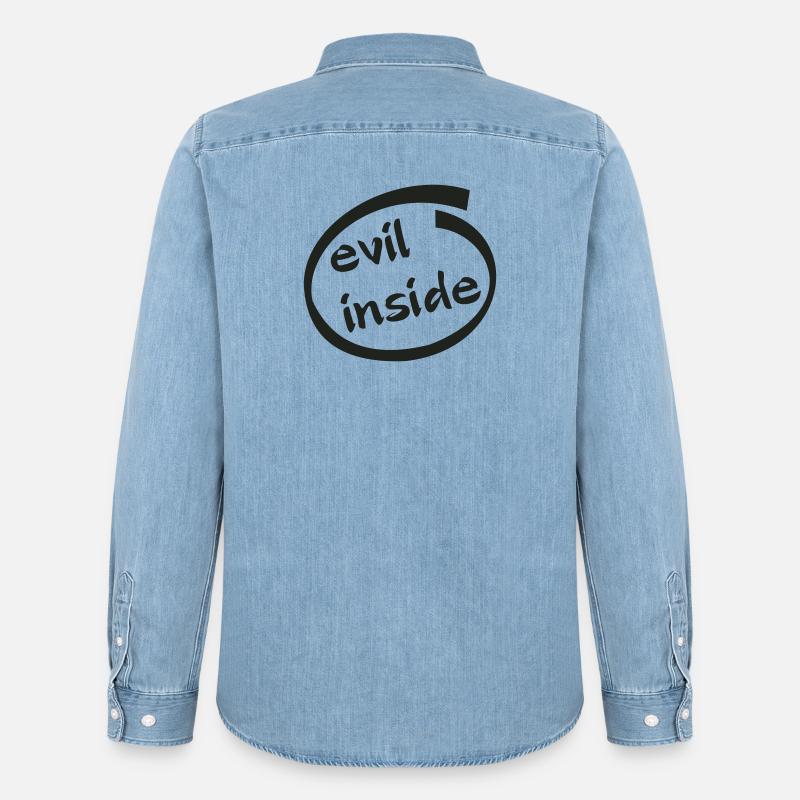 Evil Inside Ring Graphic - Männer Jeanshemd Organic von Stanley/Stella - verwaschenes Hellblau