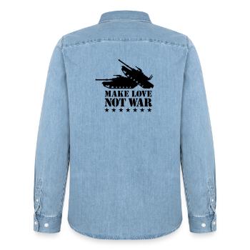 Make love not war 1Clr - Men’s Organic Denim Shirt by Stanley/Stella - light wash - Back - AI Model Male 185 light (185cm)