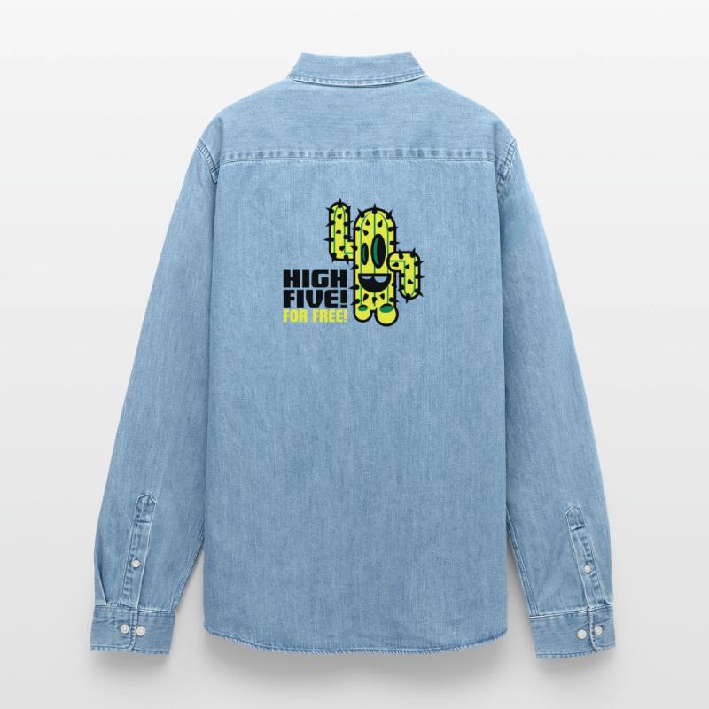 cactus comic Men’s Organic Denim Shirt by Stanley/Stella