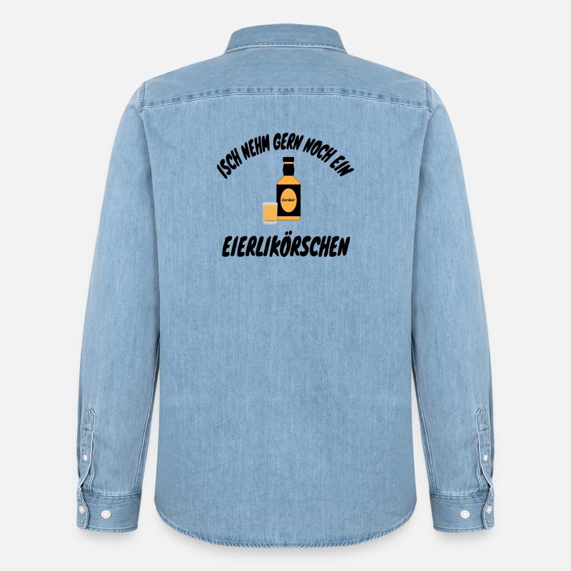 Isch nehm gern noch ein Eierlikörschen - Männer Jeanshemd Organic von Stanley/Stella - verwaschenes Hellblau