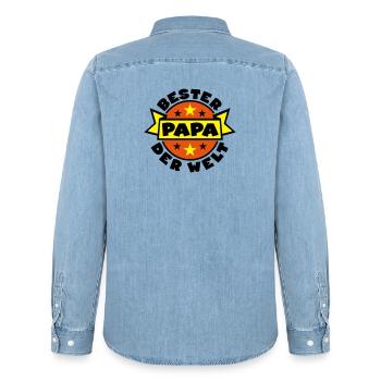 papa vatertag himmelfahrt - Männer Jeanshemd Organic von Stanley/Stella - verwaschenes Hellblau - Hinten - AI Model Male 185 light (185cm)