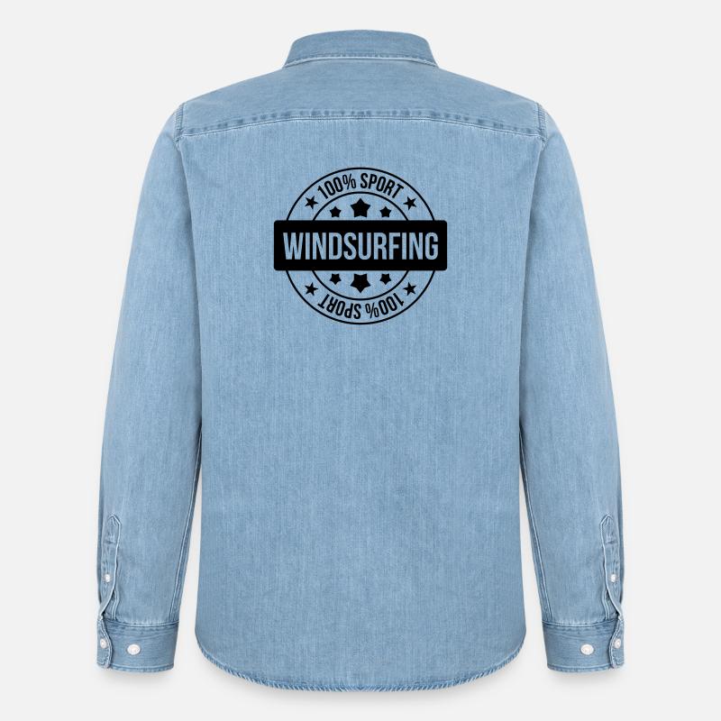Windsurfen / Windsurfer / Windsurf / Windsurfing - Männer Jeanshemd Organic von Stanley/Stella - verwaschenes Hellblau