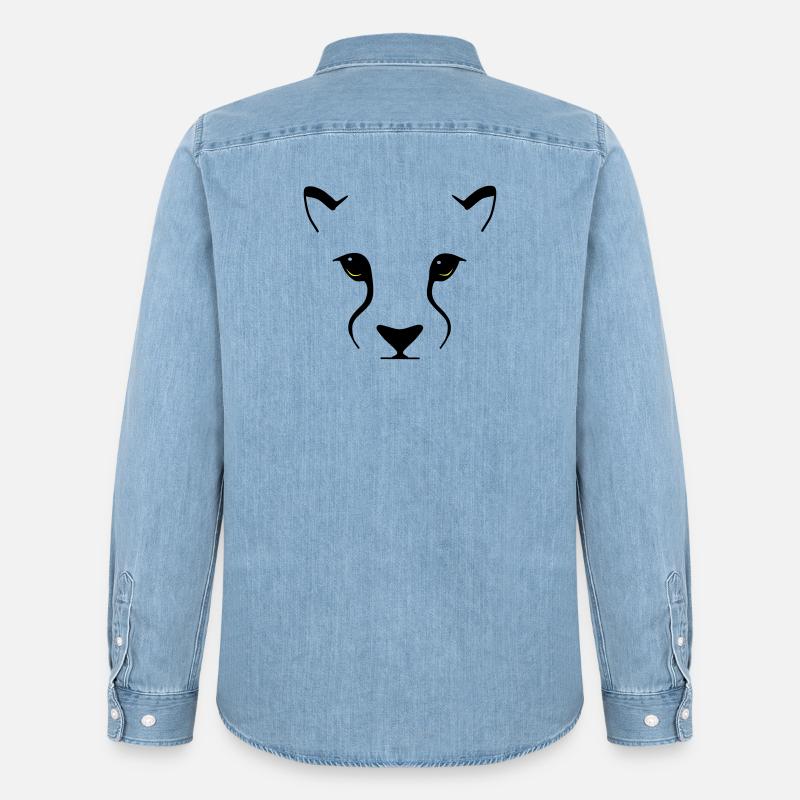 Raubkatzenblick – Eleganz mit Biss - Männer Jeanshemd Organic von Stanley/Stella - verwaschenes Hellblau