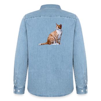 Chat chat chat Cat Cat - Chemise en denim homme bio Stanley/Stella - bleu clair délavé - Dos - AI Model Male 185 light (185cm)