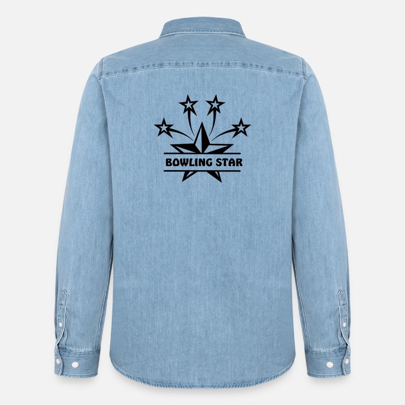 Bowling star - Männer Jeanshemd Organic von Stanley/Stella - verwaschenes Hellblau