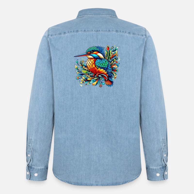 Eisvogel - Männer Jeanshemd Organic von Stanley/Stella - verwaschenes Hellblau