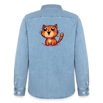 Chat - Chemise en denim homme bio Stanley/Stella - bleu clair délavé - Dos - AI Model Male 185 light (185cm)