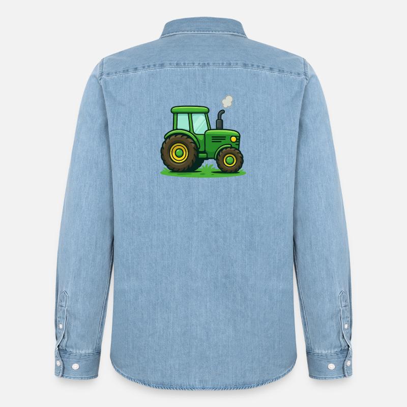 Traktor Kinder Geschenkidee - Männer Jeanshemd Organic von Stanley/Stella - verwaschenes Hellblau