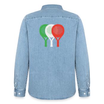 padel-italia2 - Männer Jeanshemd Organic von Stanley/Stella - verwaschenes Hellblau - Hinten - AI Model Male 185 light (185cm)