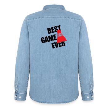 Badminton Best Game Ever - Chemise en denim homme bio Stanley/Stella - bleu clair délavé - Dos - AI Model Male 185 light (185cm)