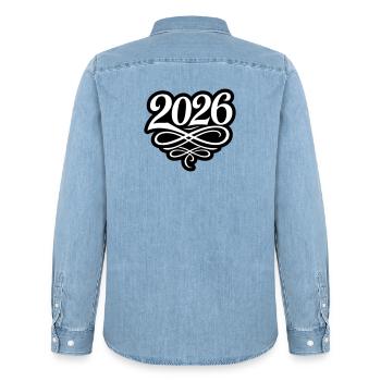2026 Jahr - Männer Jeanshemd Organic von Stanley/Stella - verwaschenes Hellblau - Hinten - AI Model Male 185 light (185cm)