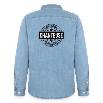 Singer - Singing - Song - Men’s Organic Denim Shirt by Stanley/Stella - light wash - Back - AI Model Male 185 light (185cm)