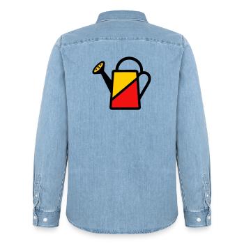 Two-tone watering can tool vegetable gardener - Men’s Organic Denim Shirt by Stanley/Stella - light wash - Back - AI Model Male 185 light (185cm)