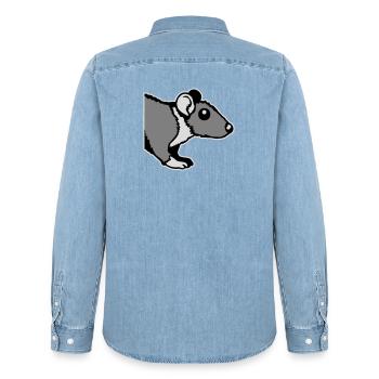 Rat Front Side Semi Curious Funny Rodent - Men’s Organic Denim Shirt by Stanley/Stella - light wash - Back - AI Model Male 185 light (185cm)