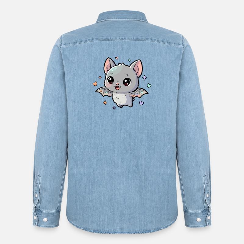 Kuschelfledermaus mit Pastellsternchen - Männer Jeanshemd Organic von Stanley/Stella - verwaschenes Hellblau