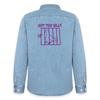 Zu dummer Taubenkäfig - Männer Jeanshemd Organic von Stanley/Stella - verwaschenes Hellblau - Hinten - AI Model Male 185 light (185cm)