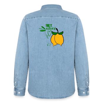 Lemons - Men’s Organic Denim Shirt by Stanley/Stella - light wash - Back - AI Model Male 185 light (185cm)