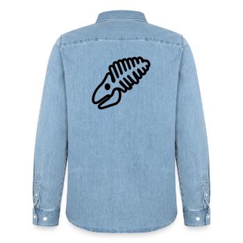 Fossil - Männer Jeanshemd Organic von Stanley/Stella - verwaschenes Hellblau - Hinten - AI Model Male 185 light (185cm)