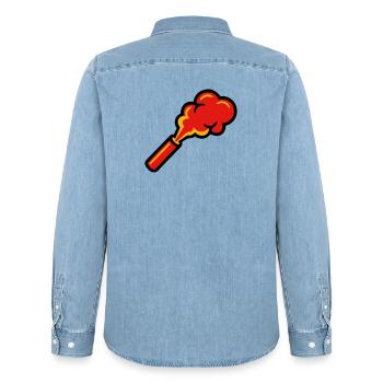 Bengal Fire Pyro Smoke Icon - Men’s Organic Denim Shirt by Stanley/Stella - light wash - Back - AI Model Male 185 light (185cm)