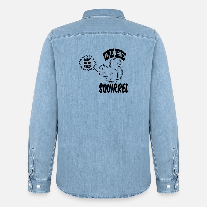ADHD Squirrel ADHS Spruch Geschenk - Männer Jeanshemd Organic von Stanley/Stella - verwaschenes Hellblau