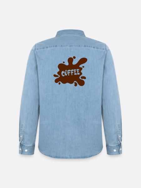 Coffee stain with artistic design - Men’s Organic Denim Shirt by Stanley/Stella - light wash