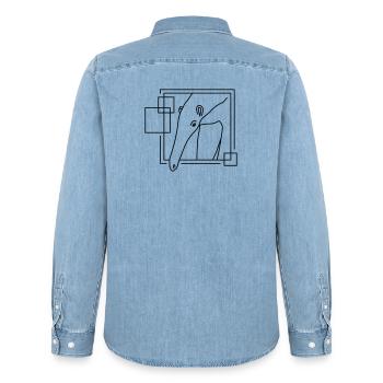 Anteater in Geometric Shape - Line Art Design - Men’s Organic Denim Shirt by Stanley/Stella - light wash - Back - AI Model Male 185 light (185cm)