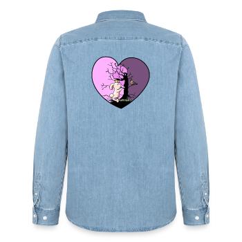 Herz Hase Fantasy Vogel Kinder Kleinkind Baby - Männer Jeanshemd Organic von Stanley/Stella - verwaschenes Hellblau - Hinten - AI Model Male 185 light (185cm)