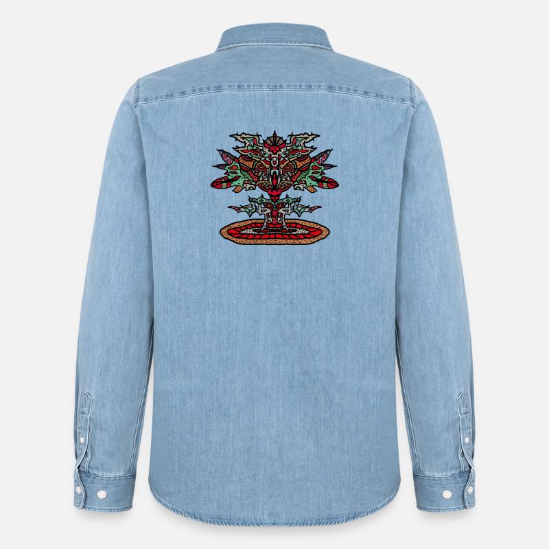 Robot-Drachenbaum tattoo - Männer Jeanshemd Organic von Stanley/Stella - verwaschenes Hellblau