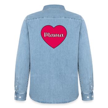 Mama-Herz - Männer Jeanshemd Organic von Stanley/Stella - verwaschenes Hellblau - Hinten - AI Model Male 185 light (185cm)