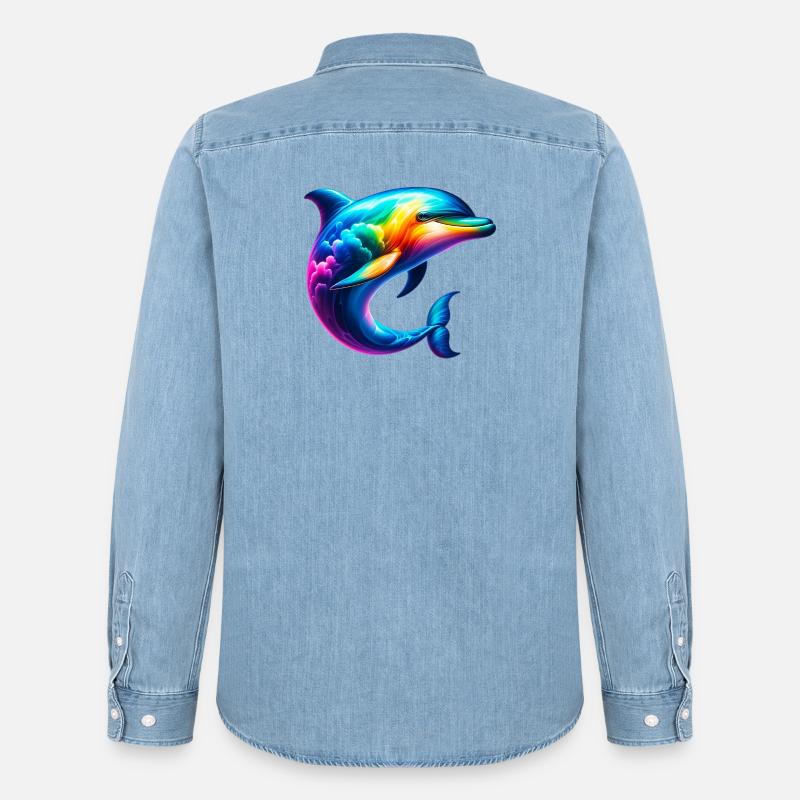 Delfin - Männer Jeanshemd Organic von Stanley/Stella - verwaschenes Hellblau
