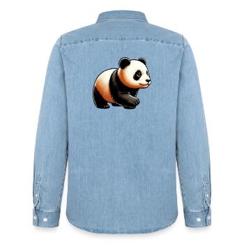 Panda - Chemise en denim homme bio Stanley/Stella - bleu clair délavé - Dos - AI Model Male 185 light (185cm)