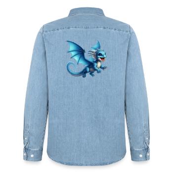 Dragon - Men’s Organic Denim Shirt by Stanley/Stella - light wash - Back - AI Model Male 185 light (185cm)