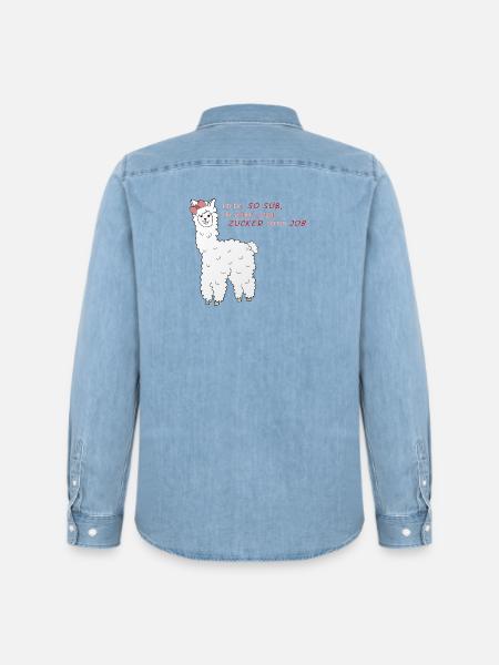 Süßes Alpaka - Männer Jeanshemd Organic von Stanley/Stella - verwaschenes Hellblau