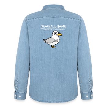 Seagull Game Don't Look at the Seagull Funny - Men’s Organic Denim Shirt by Stanley/Stella - light wash - Back - AI Model Male 185 light (185cm)