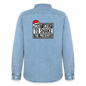 Le plus susceptible de secouer les cadeaux Noël Fun - Chemise en denim homme bio Stanley/Stella - bleu clair délavé - Dos - AI Model Male 185 light (185cm)