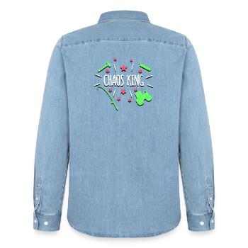 Chaos King - Men’s Organic Denim Shirt by Stanley/Stella - light wash - Back - AI Model Male 185 light (185cm)
