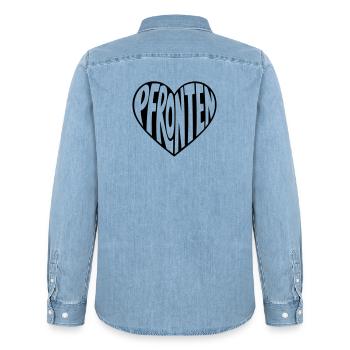 Pfronten Allgäu im Herzen - Männer Jeanshemd Organic von Stanley/Stella - verwaschenes Hellblau - Hinten - AI Model Male 185 light (185cm)