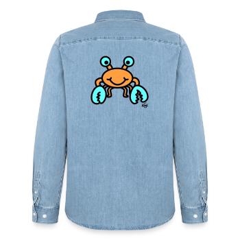 Cancer grand - Chemise en denim homme bio Stanley/Stella - bleu clair délavé - Dos - AI Model Male 185 light (185cm)