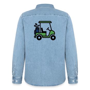 Golfcart Golfauto Golfsport Golfclub Herren - Männer Jeanshemd Organic von Stanley/Stella - verwaschenes Hellblau - Hinten - AI Model Male 185 light (185cm)