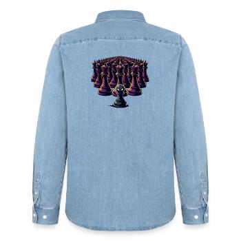 Lonely peasant against king's army - Men’s Organic Denim Shirt by Stanley/Stella - light wash - Back - AI Model Male 185 light (185cm)