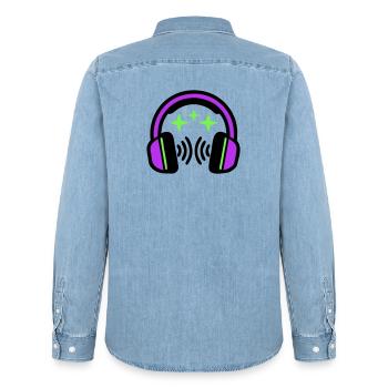 Headphones Stars Icon - Men’s Organic Denim Shirt by Stanley/Stella - light wash - Back - AI Model Male 185 light (185cm)